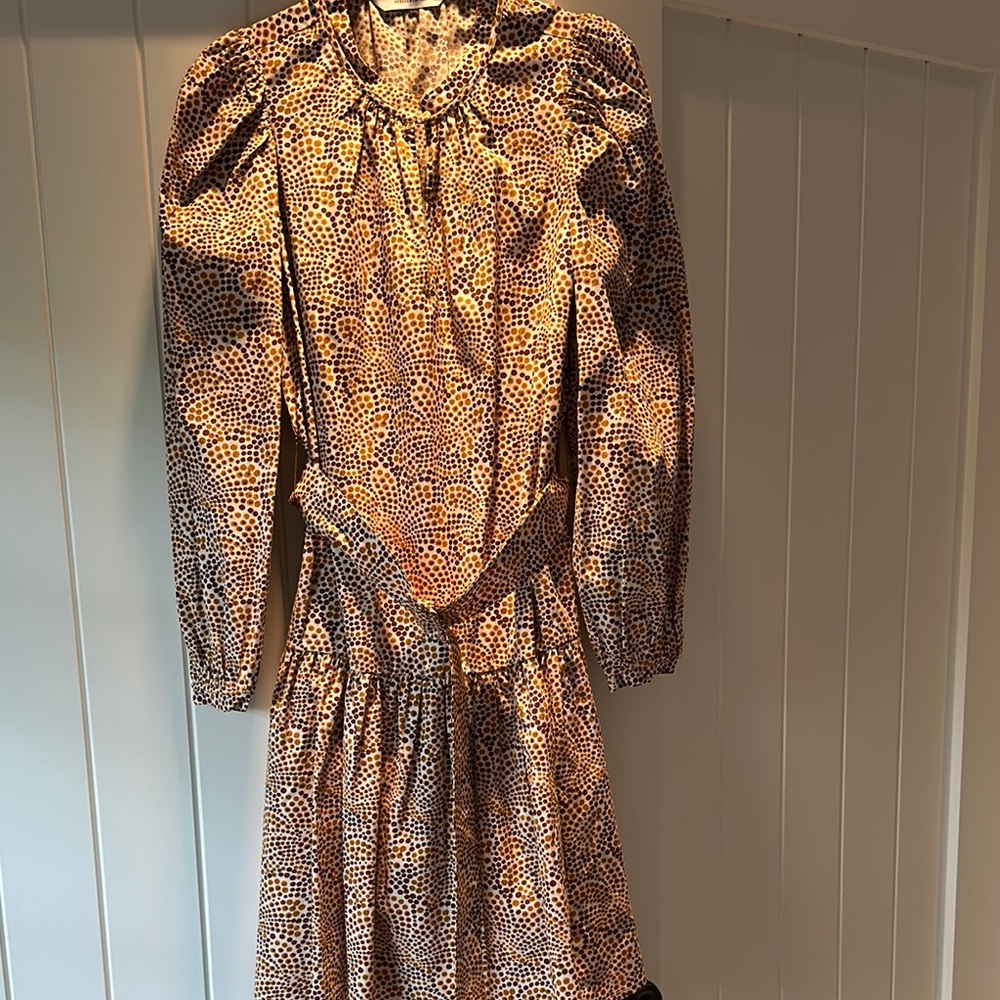 Rebecca Taylor Brown and Cream Ruffled Tiered Sundress